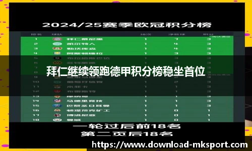 拜仁继续领跑德甲积分榜稳坐首位